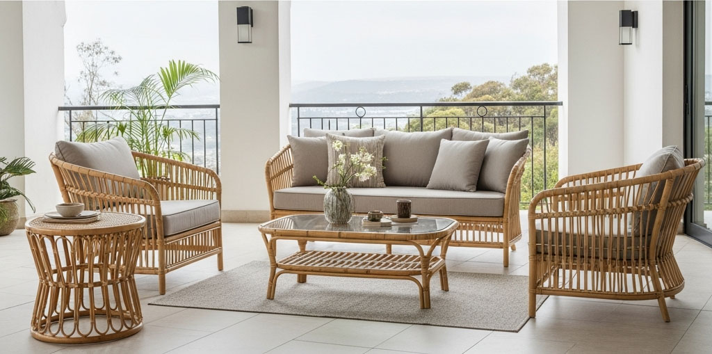 furniture rotan untuk lobby hotel