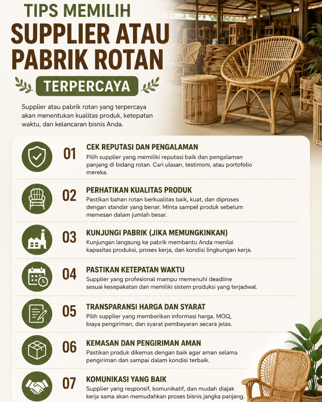 Tips Memilih Supplier atau Pabrik Rotan Terpercaya